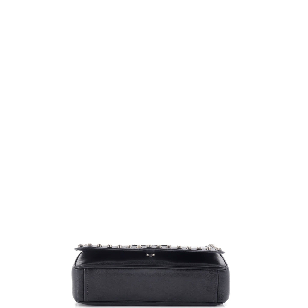 Chain Flap Bag Studded Glazed Calfskin Medium