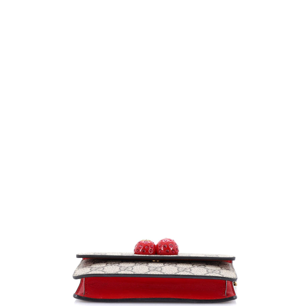 Cherries Wallet on Chain GG Coated Canvas Mini
