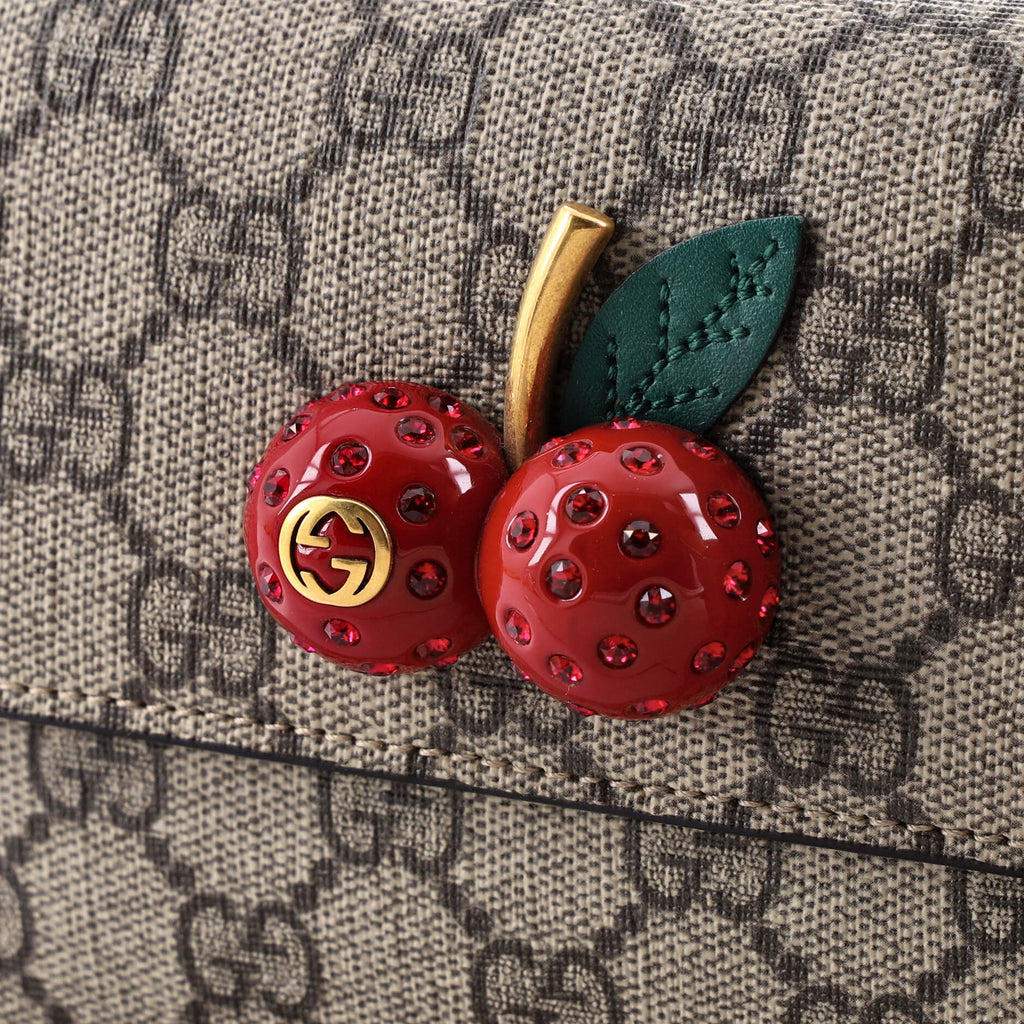 Cherries Wallet on Chain GG Coated Canvas Mini
