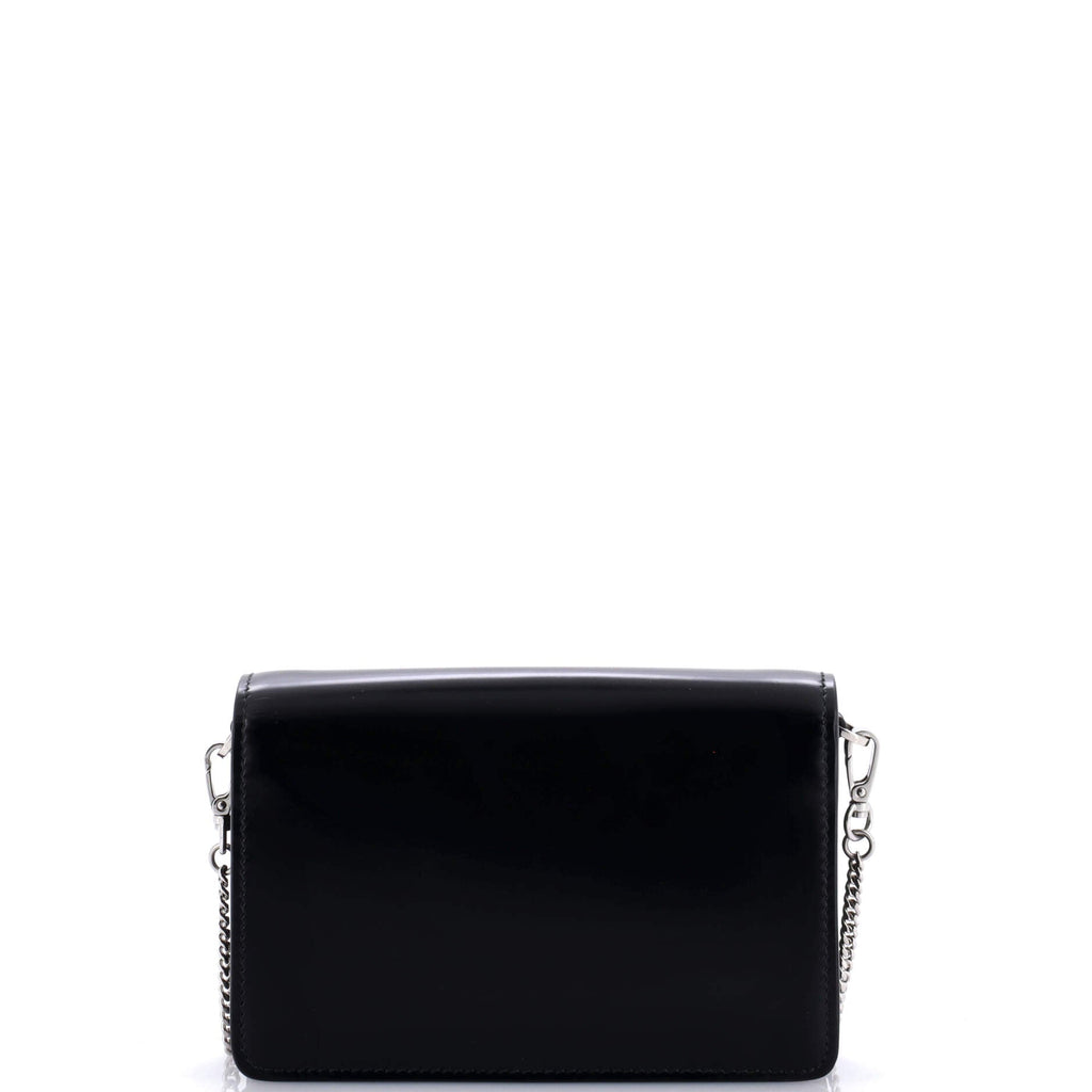 Maxi Triangle Logo Chain Flap Bag Brushed Leather Small