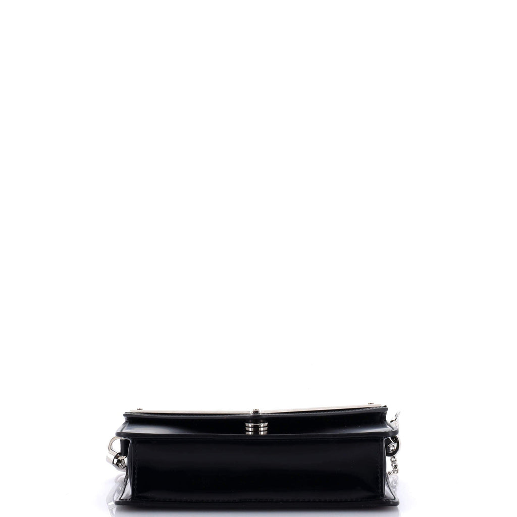 Maxi Triangle Logo Chain Flap Bag Brushed Leather Small