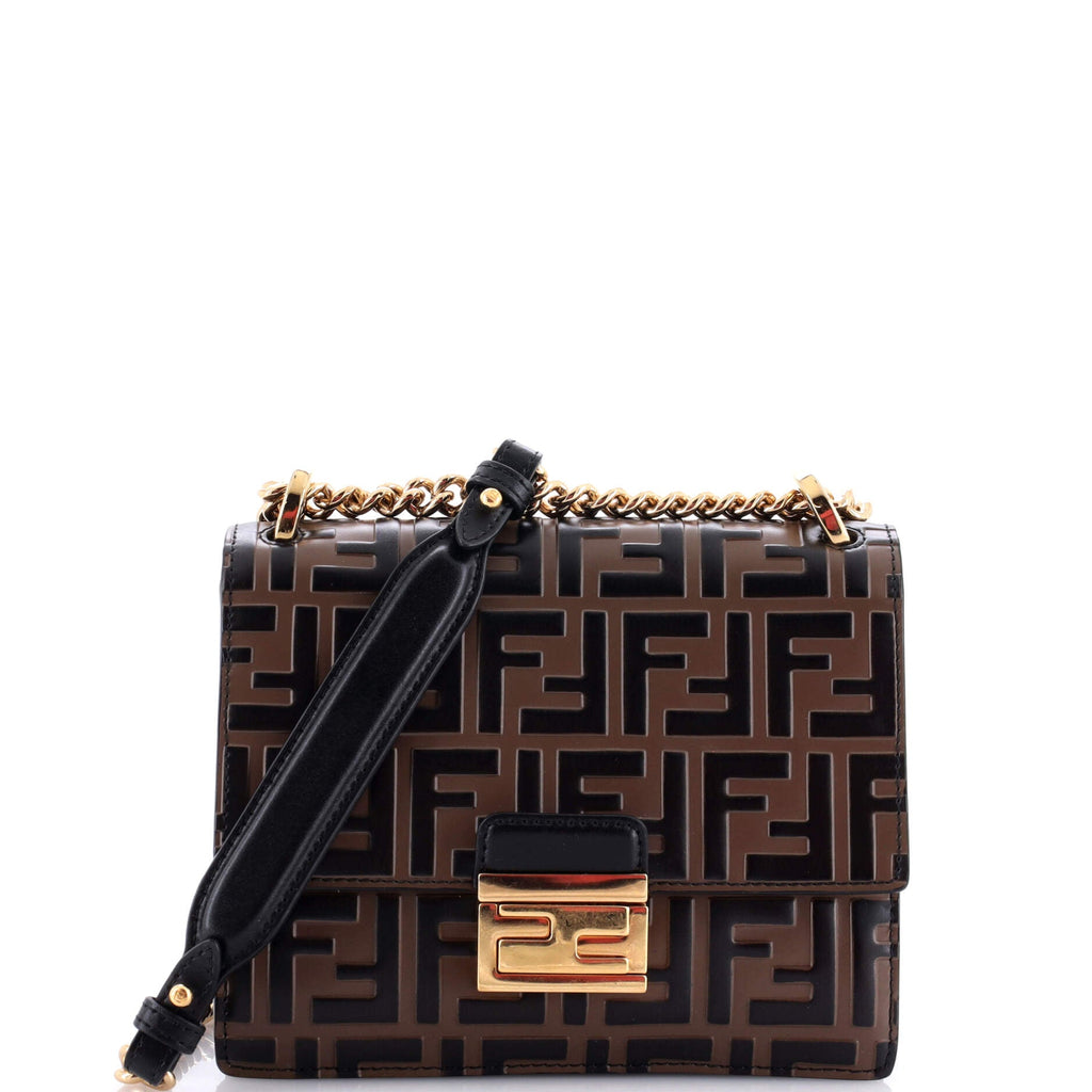 Kan U Shoulder Bag Zucca Embossed Leather Small