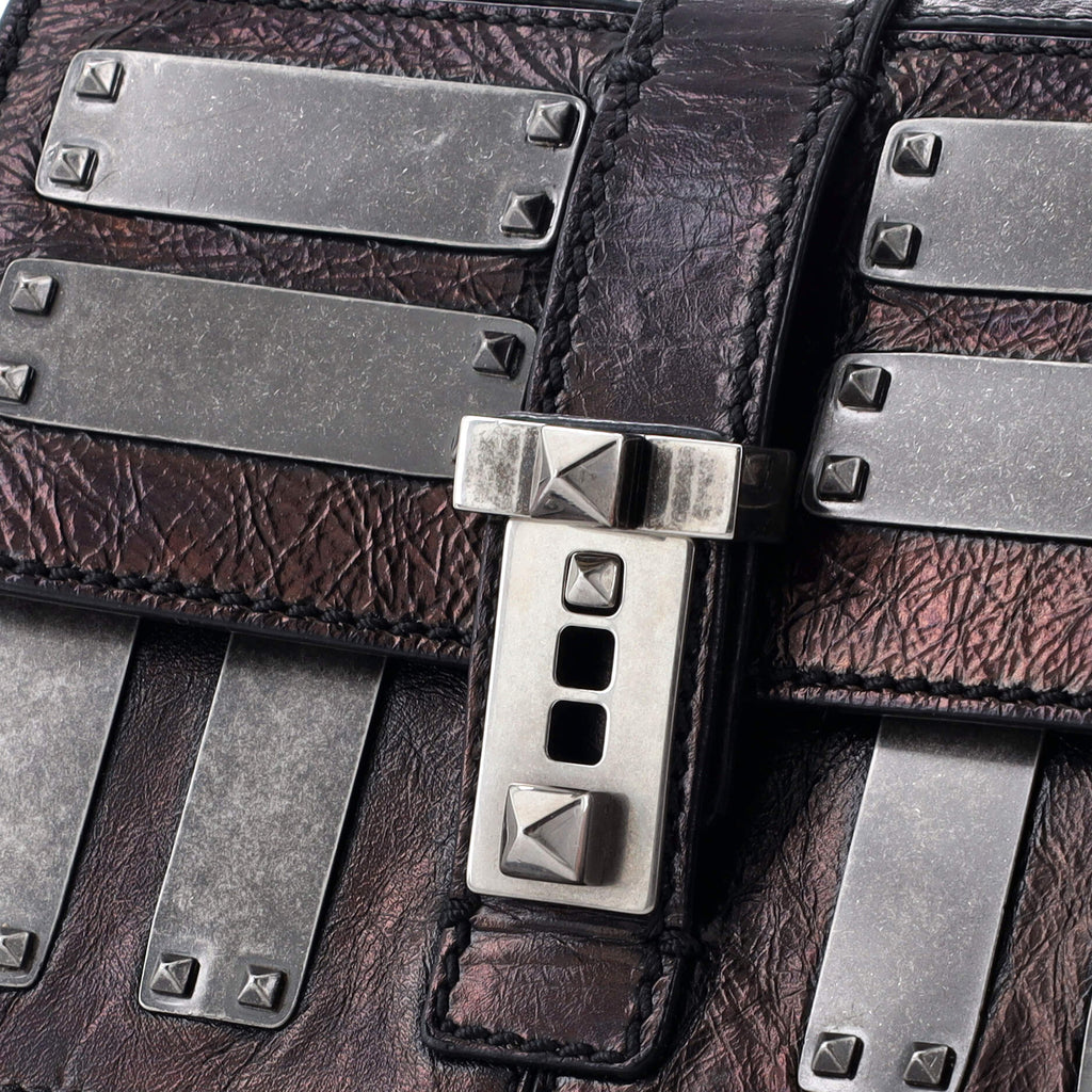 B-Rockstud Shoulder Bag Glazed Leather with Metal Embellishment Micro