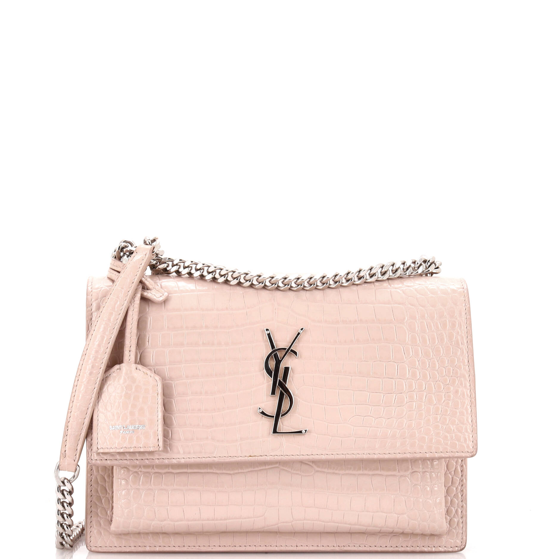 Sunset Crossbody Bag Crocodile Embossed Leather Medium