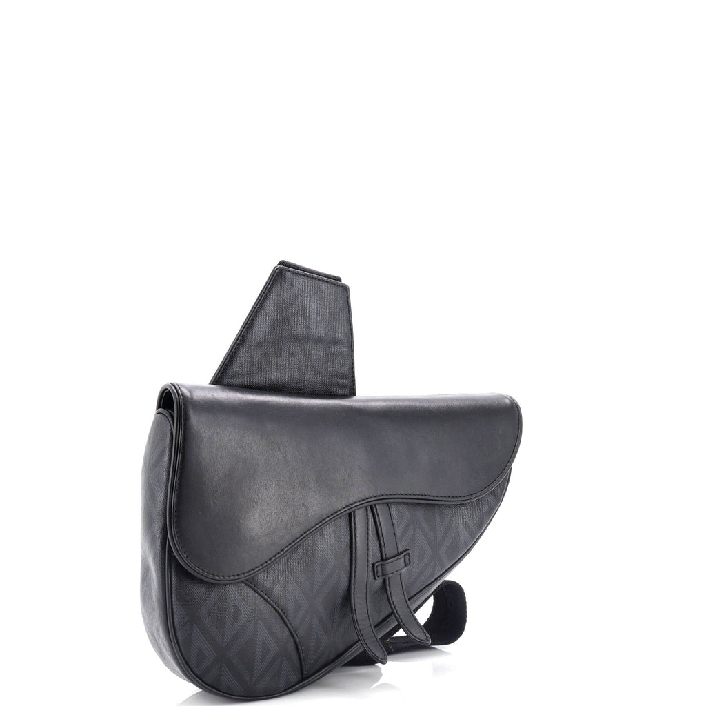 Saddle Crossbody Bag CD Diamond Coated Canvas and Leather