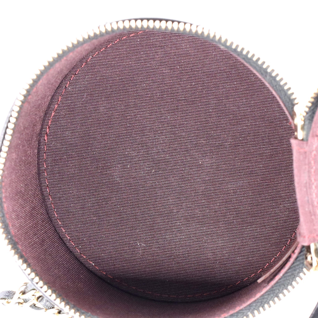 CC Round Vanity Case with Chain Quilted Lambskin Mini