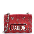 J'Adior Flap Bag Studded Embossed Leather Medium