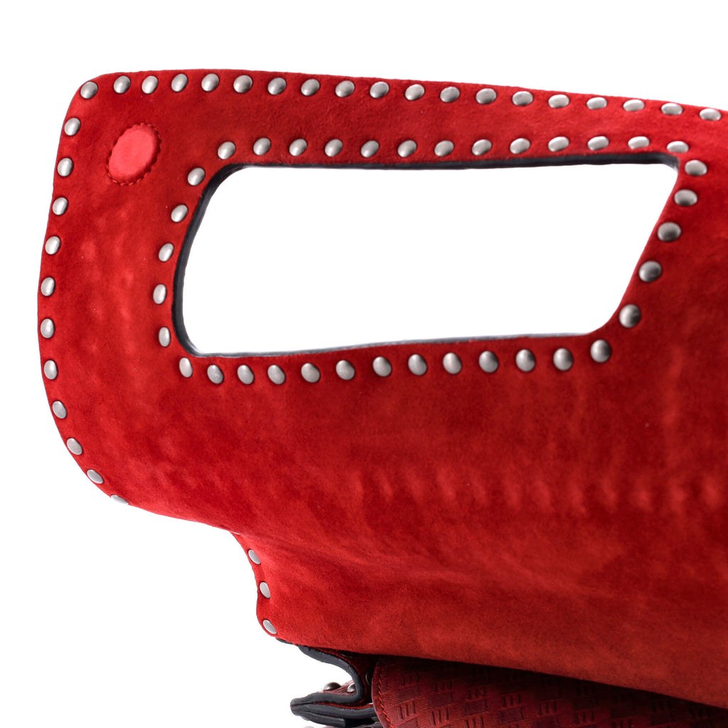 J'Adior Flap Bag Studded Embossed Leather Medium
