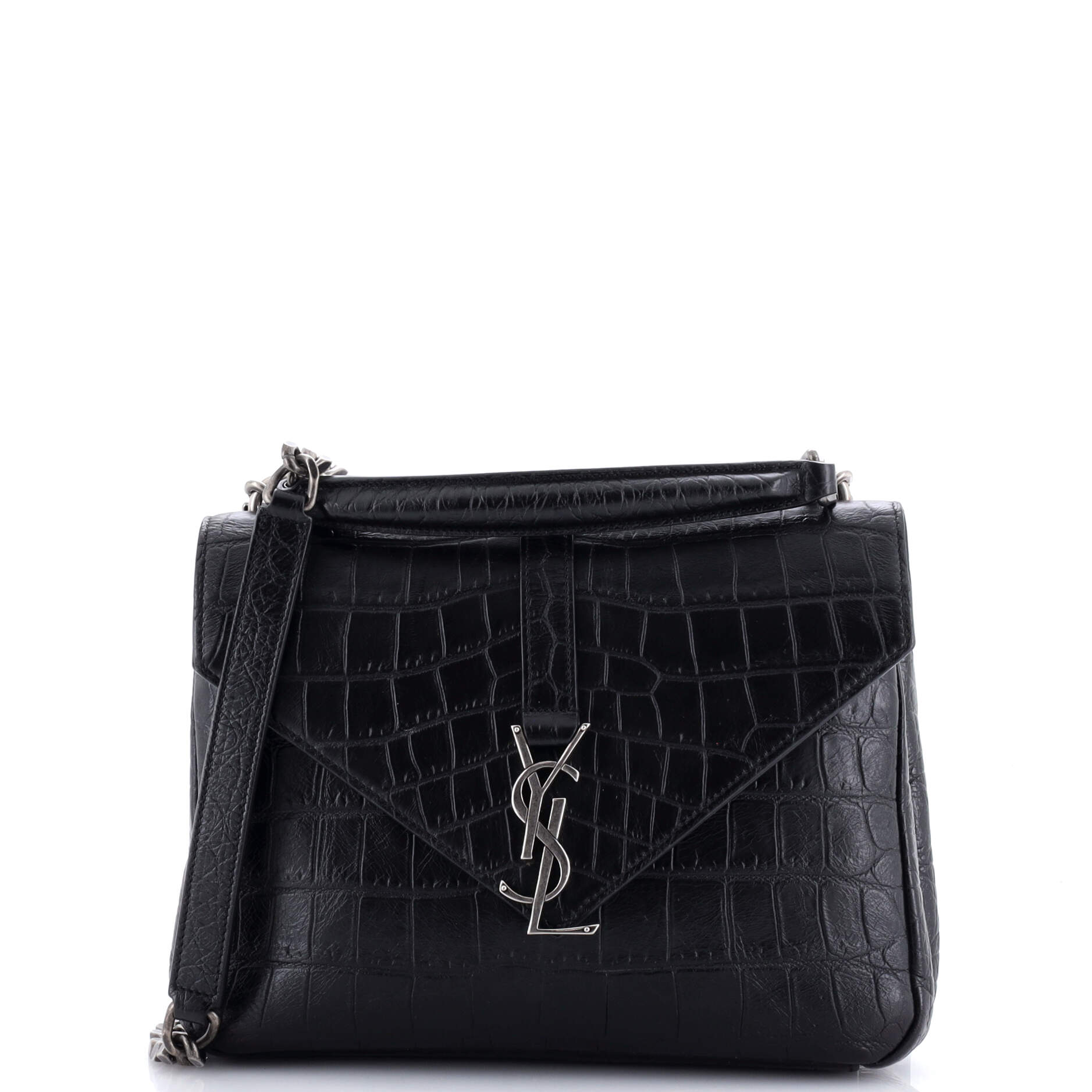 Classic Monogram College Bag Crocodile Embossed Leather Medium