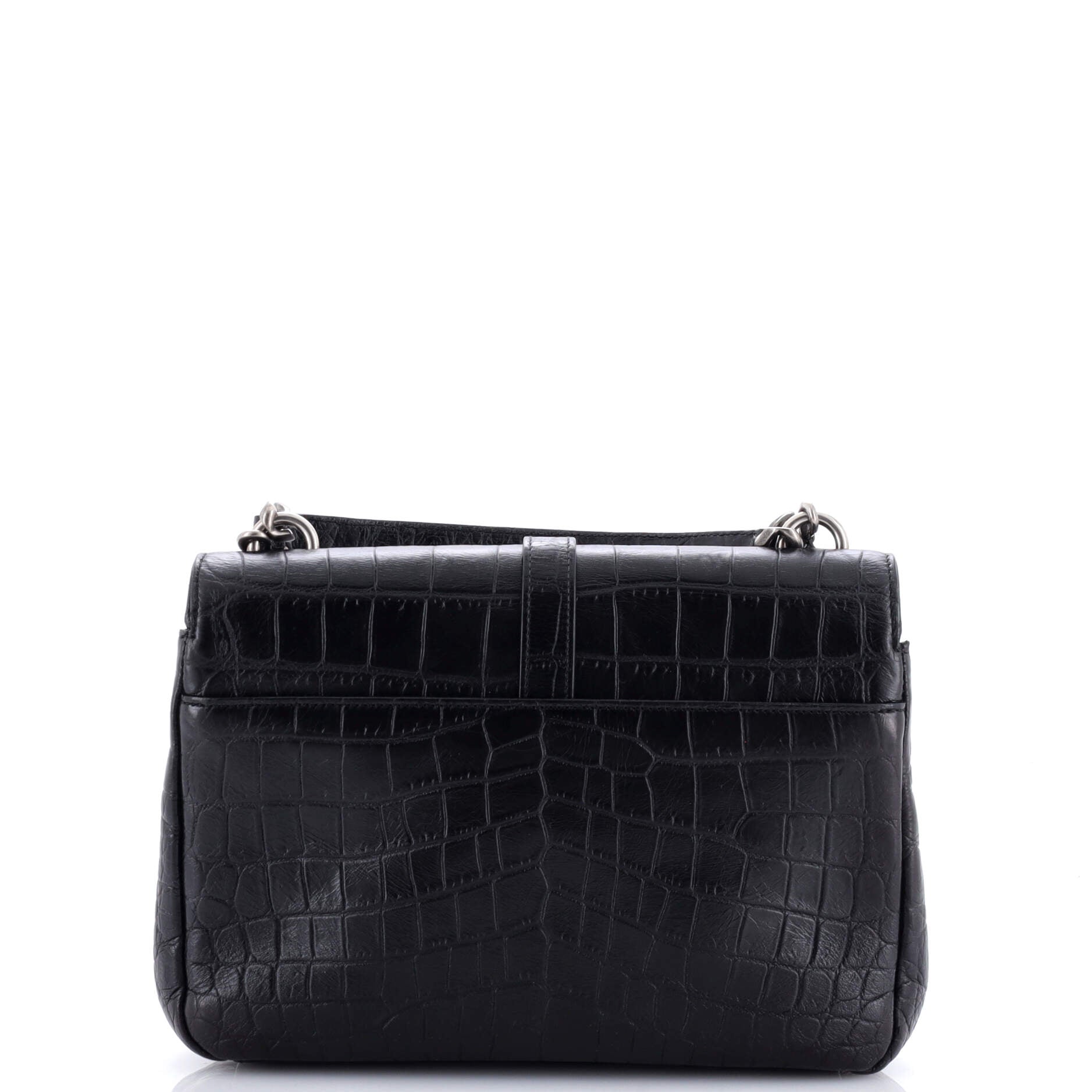 Classic Monogram College Bag Crocodile Embossed Leather Medium