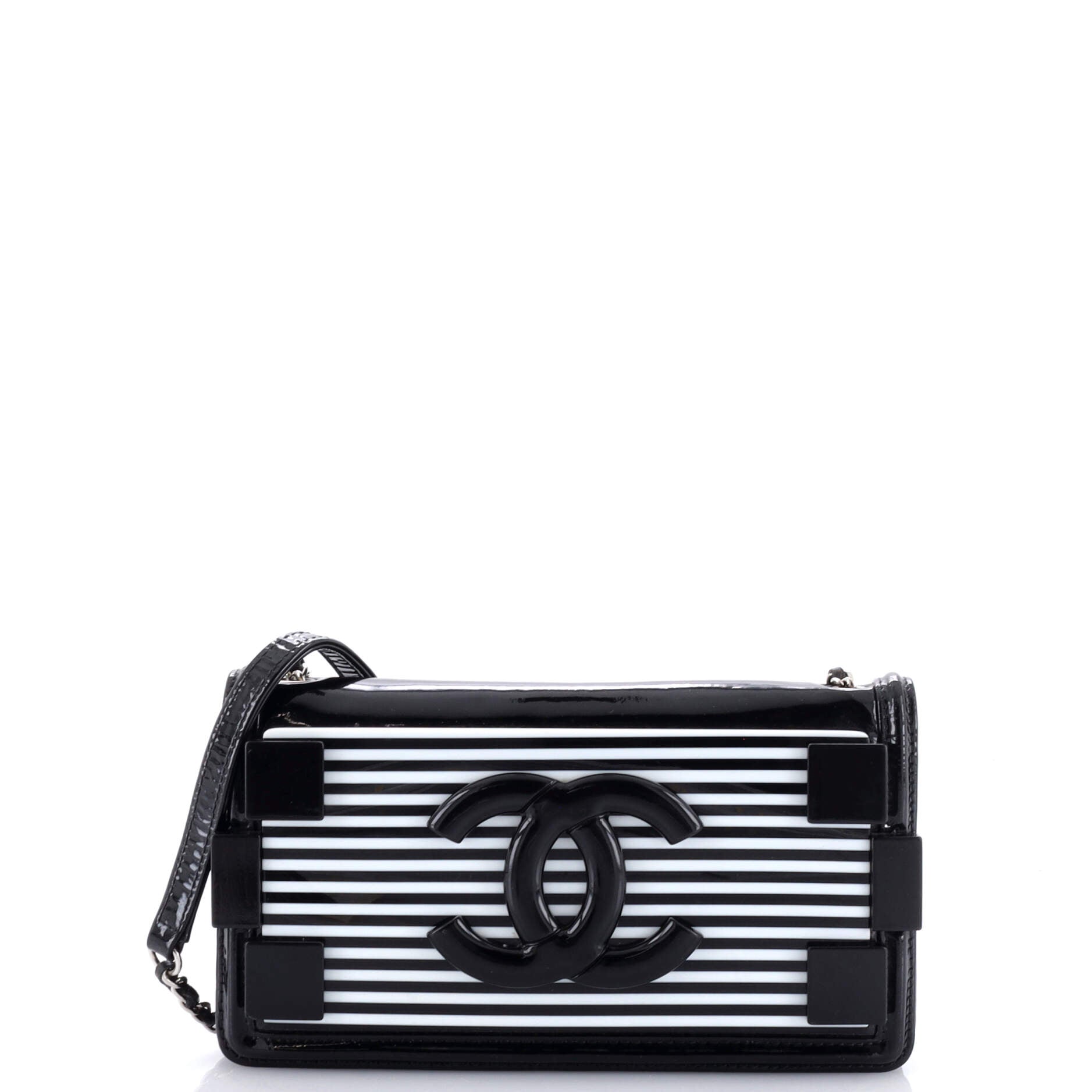 Boy Brick Flap Bag Striped Patent and Plexiglass Horizontal