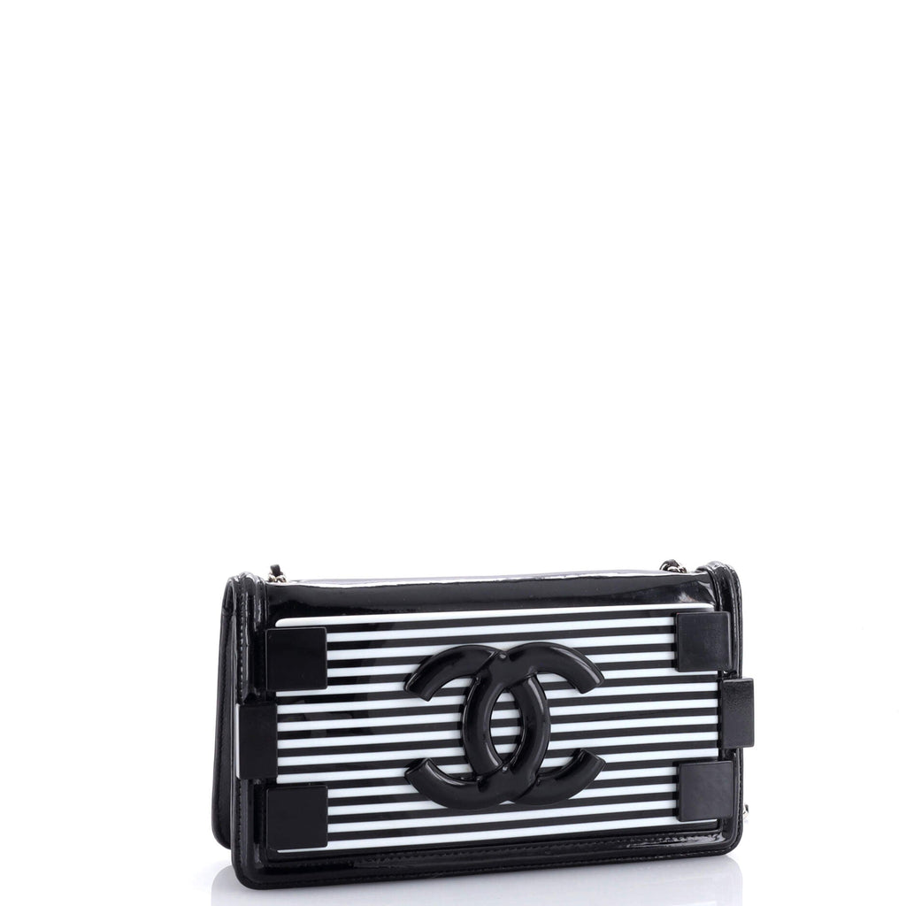 Boy Brick Flap Bag Striped Patent and Plexiglass Horizontal