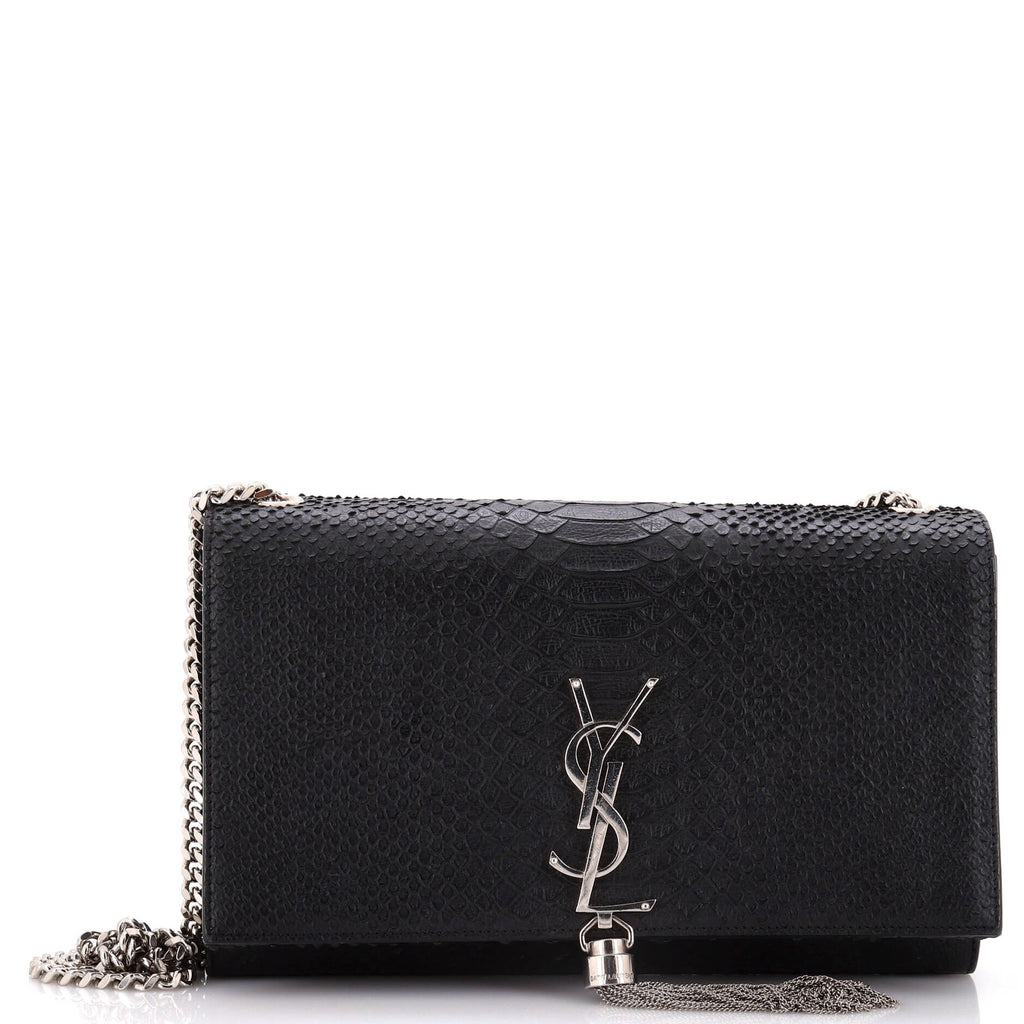 Classic Monogram Tassel Crossbody Bag Python Embossed Leather Medium