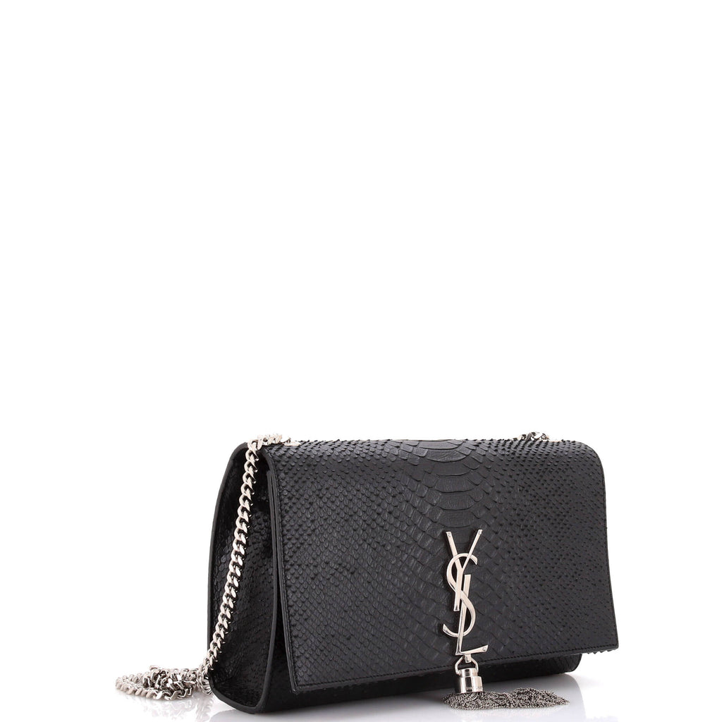 Classic Monogram Tassel Crossbody Bag Python Embossed Leather Medium