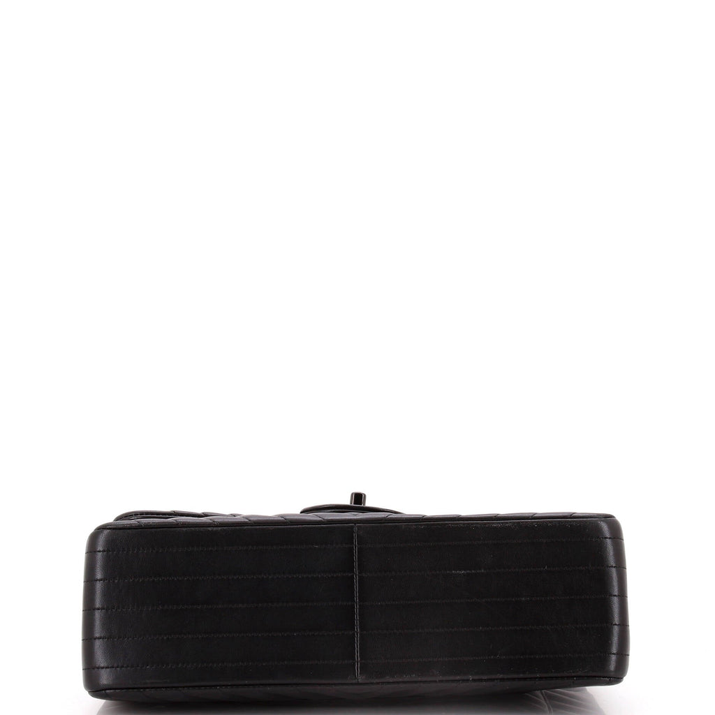 So Black Classic Double Flap Bag Chevron Lambskin Jumbo