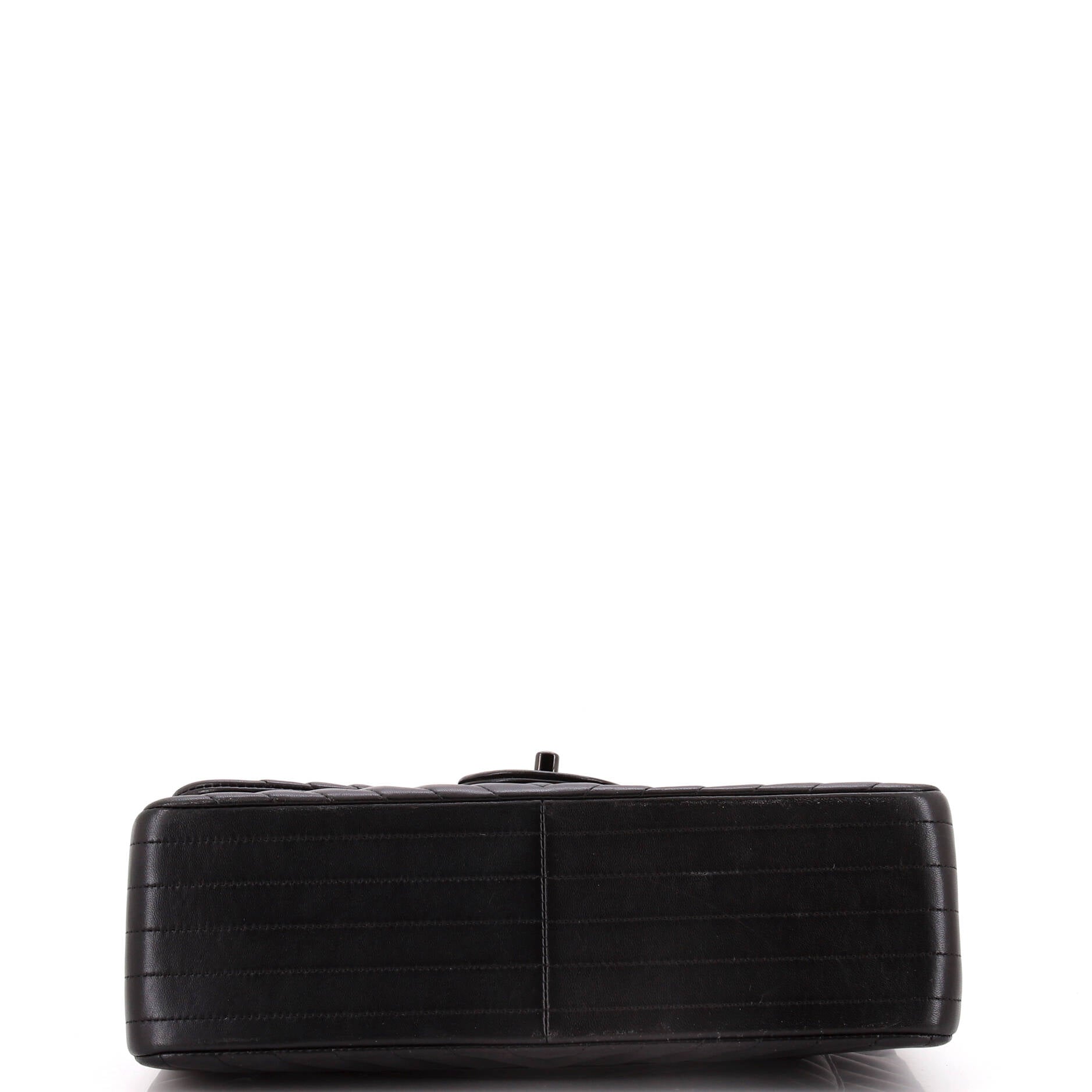 So Black Classic Double Flap Bag Chevron Lambskin Jumbo