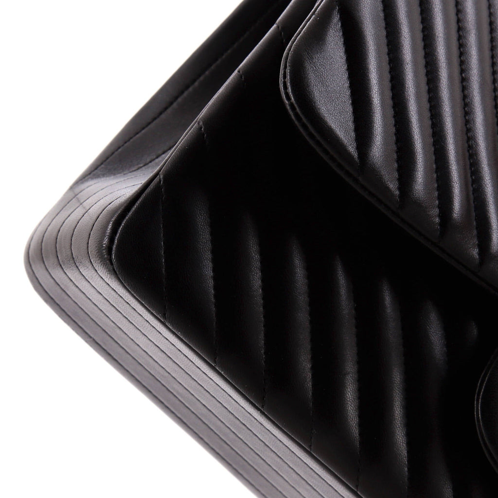 So Black Classic Double Flap Bag Chevron Lambskin Jumbo