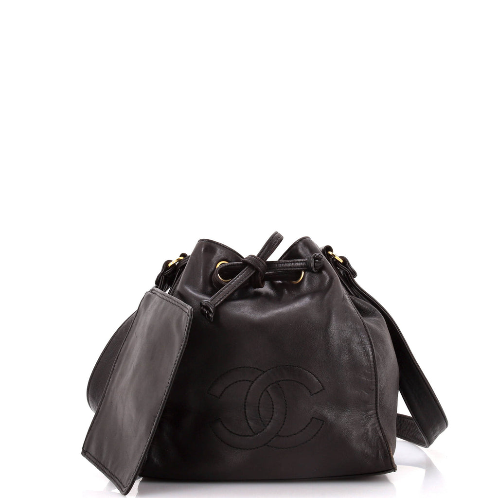 Vintage CC Drawstring Bucket Bag Caviar Small