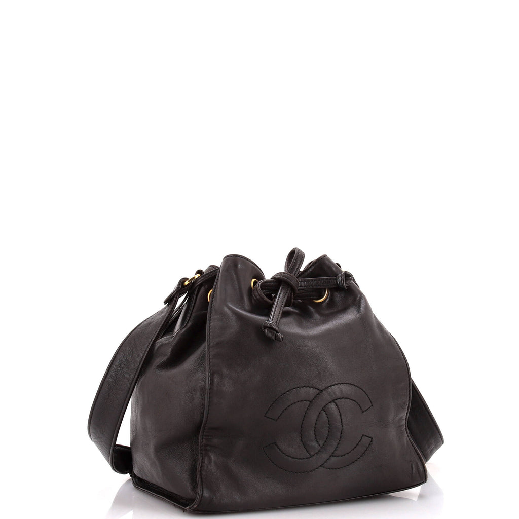 Vintage CC Drawstring Bucket Bag Caviar Small