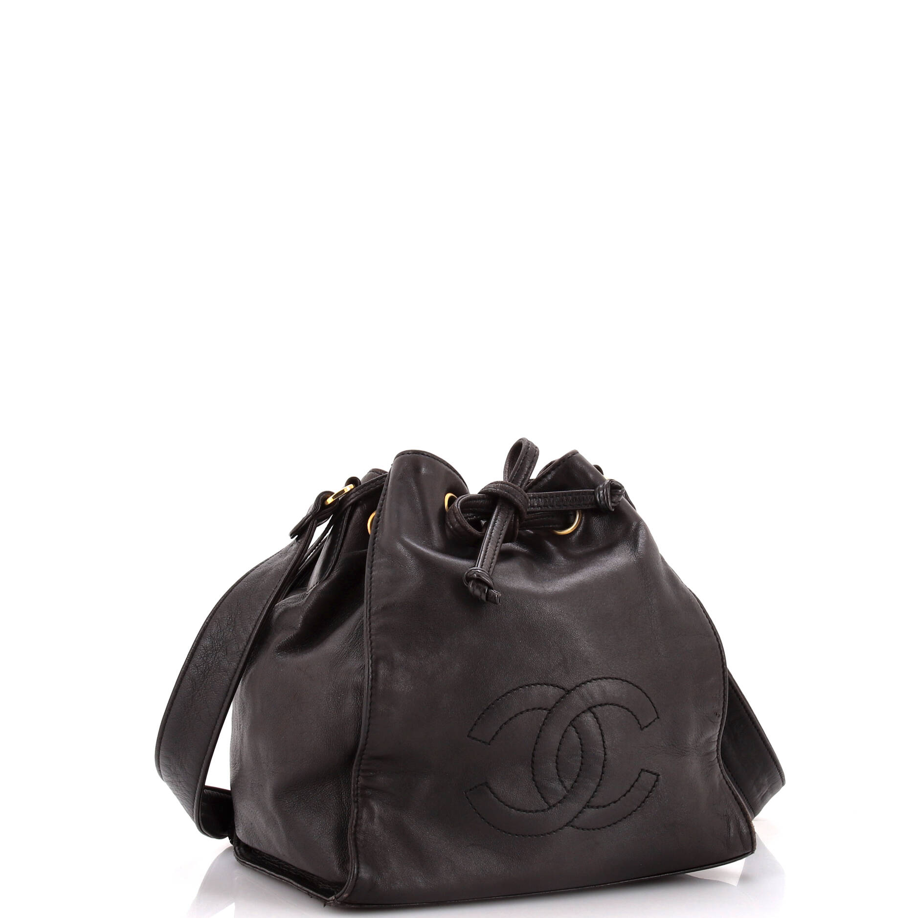 Vintage CC Drawstring Bucket Bag Caviar Small