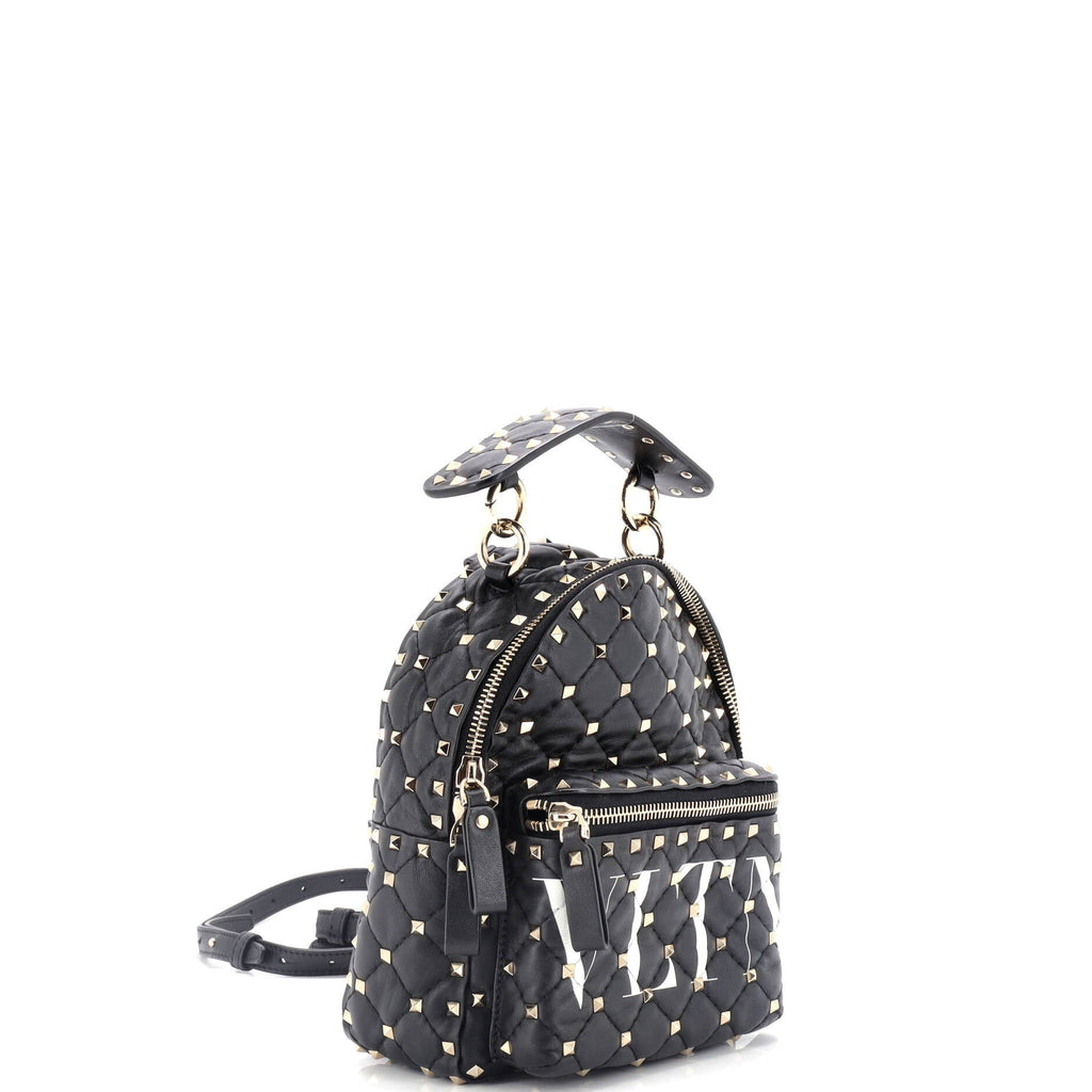 VLTN Rockstud Spike Backpack Quilted Printed Leather Mini