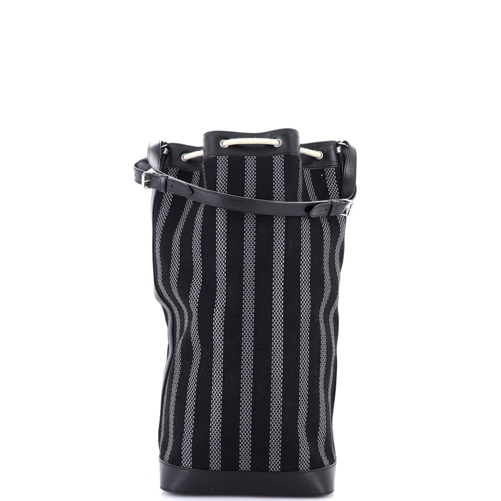 Sport Bucket Bag Striped Canvas and Leather