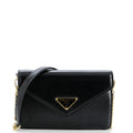 Triangle Logo Plaque Envelope Chain Shoulder Bag Saffiano Leather