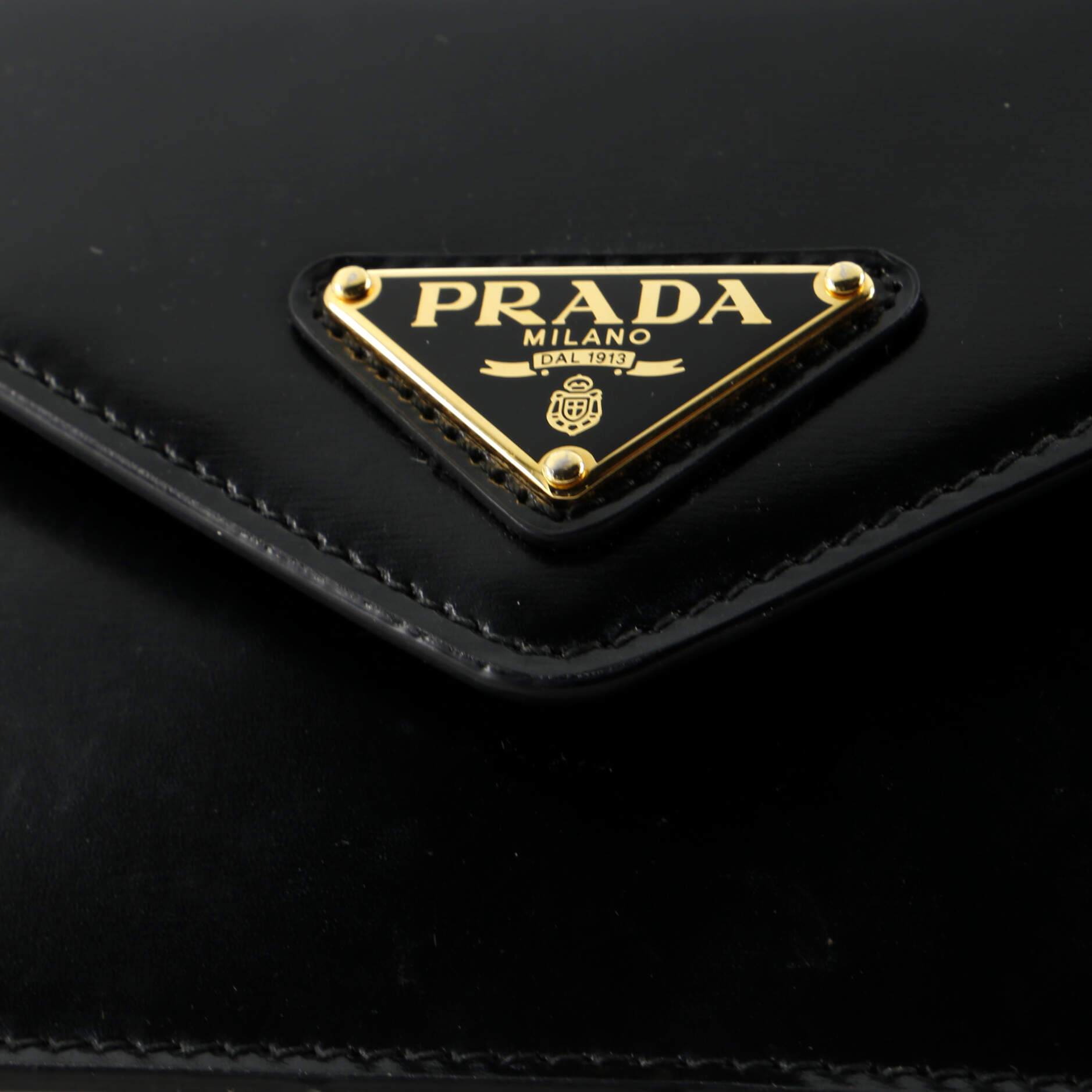 Triangle Logo Plaque Envelope Chain Shoulder Bag Saffiano Leather