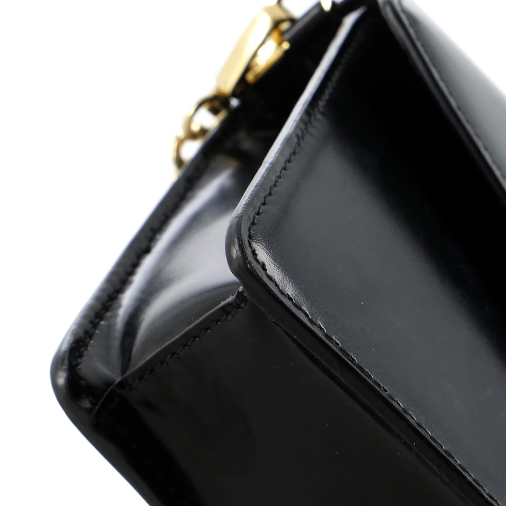 Triangle Logo Plaque Envelope Chain Shoulder Bag Saffiano Leather