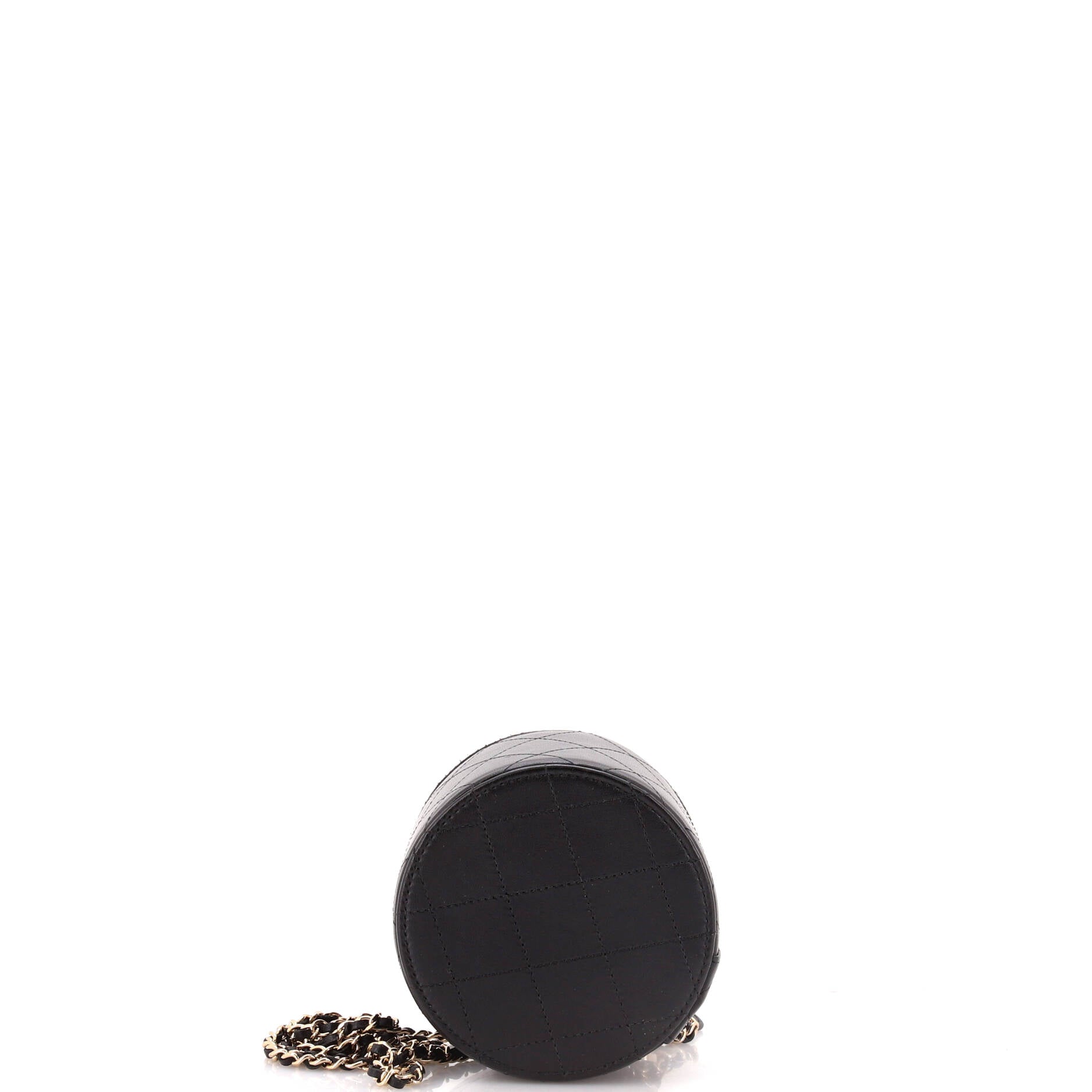CC Round Vanity Case with Chain Quilted Lambskin Mini