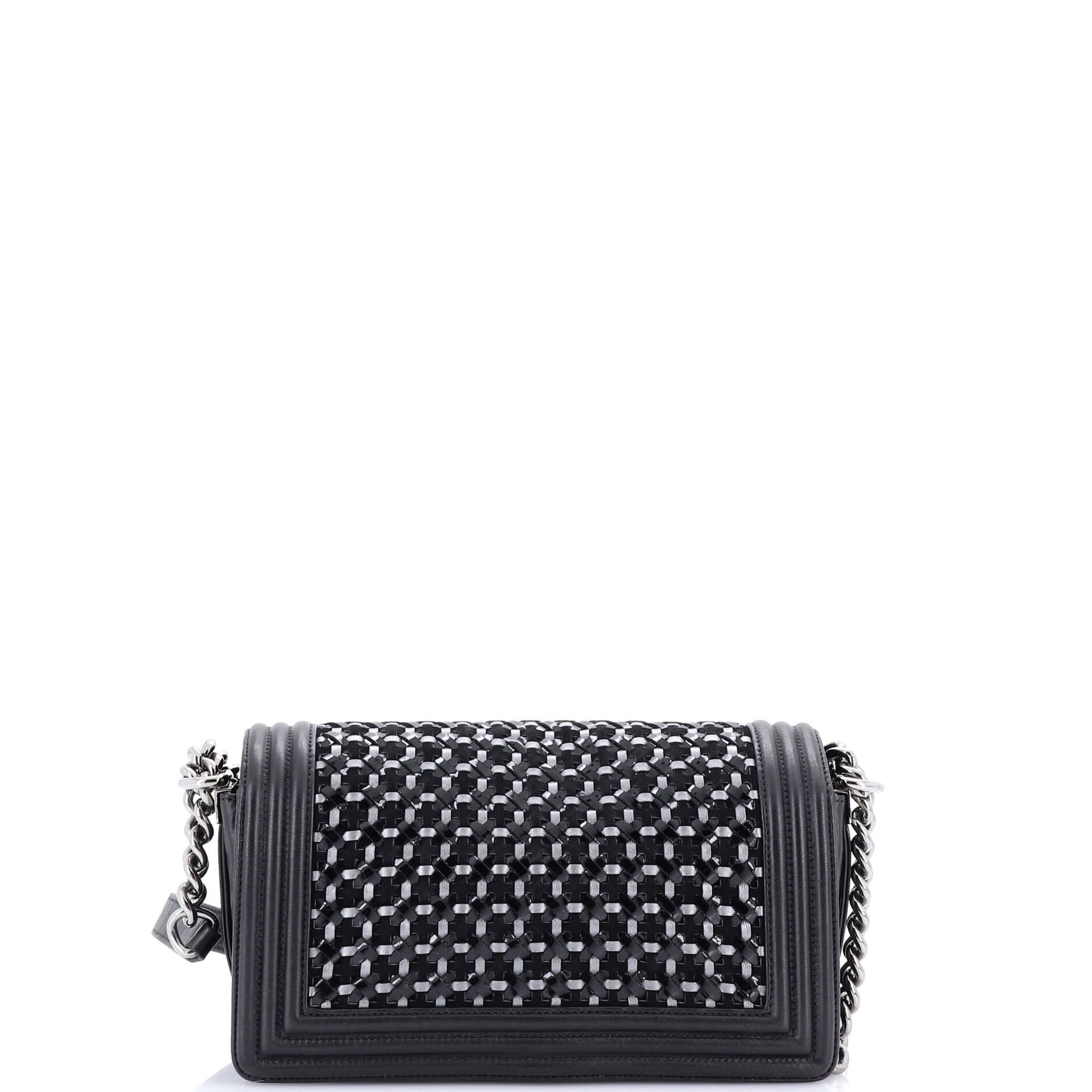 Boy Flap Bag Braided Patent and Calfskin Old Medium