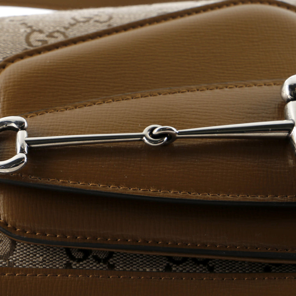 Horsebit 1955 Asymmetric Shoulder Bag GG Canvas with Leather Small
