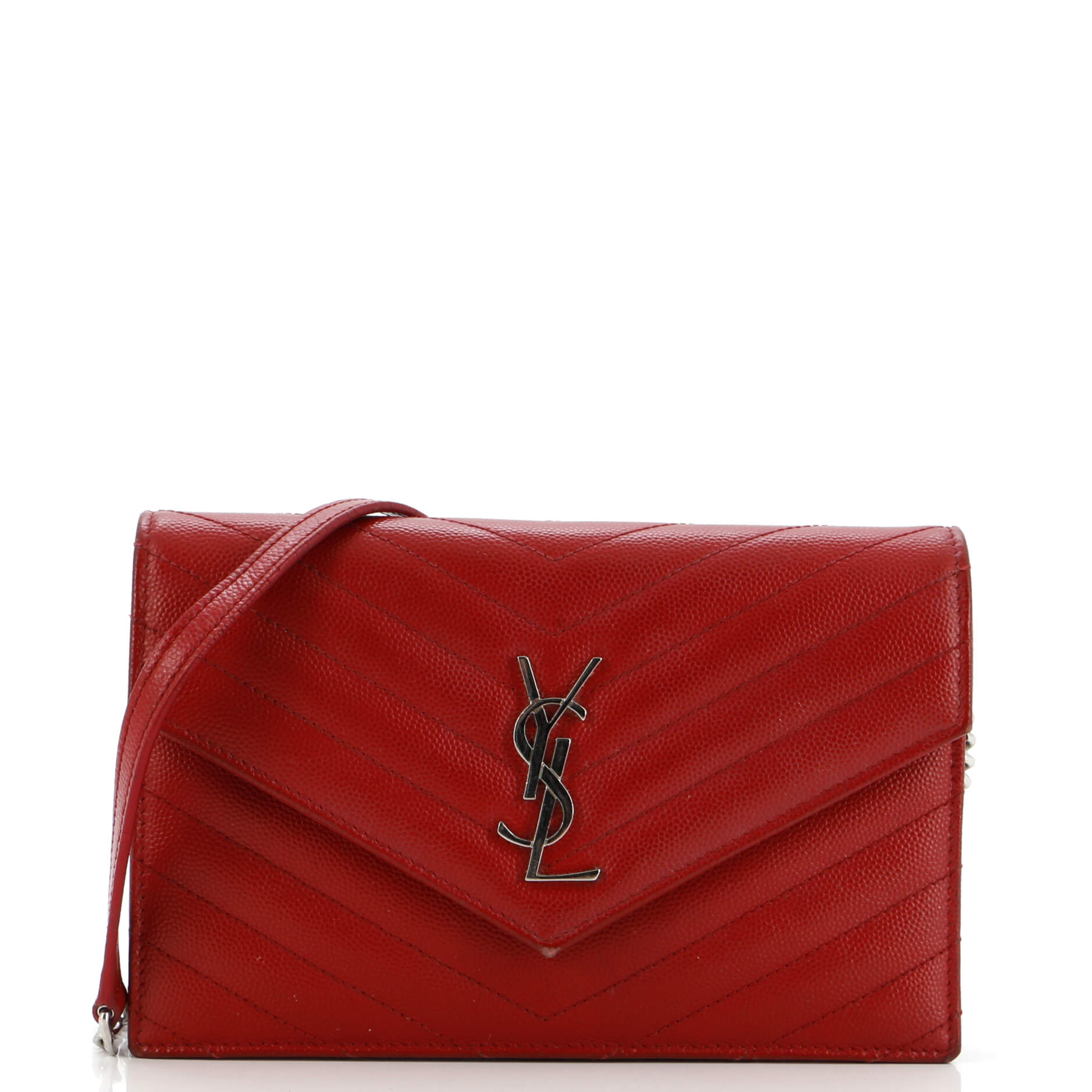 Classic Monogram Wallet on Chain Matelasse Chevron Leather Small