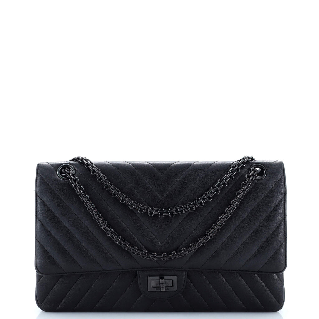 So Black Reissue 2.55 Flap Bag Chevron Sheepskin 226