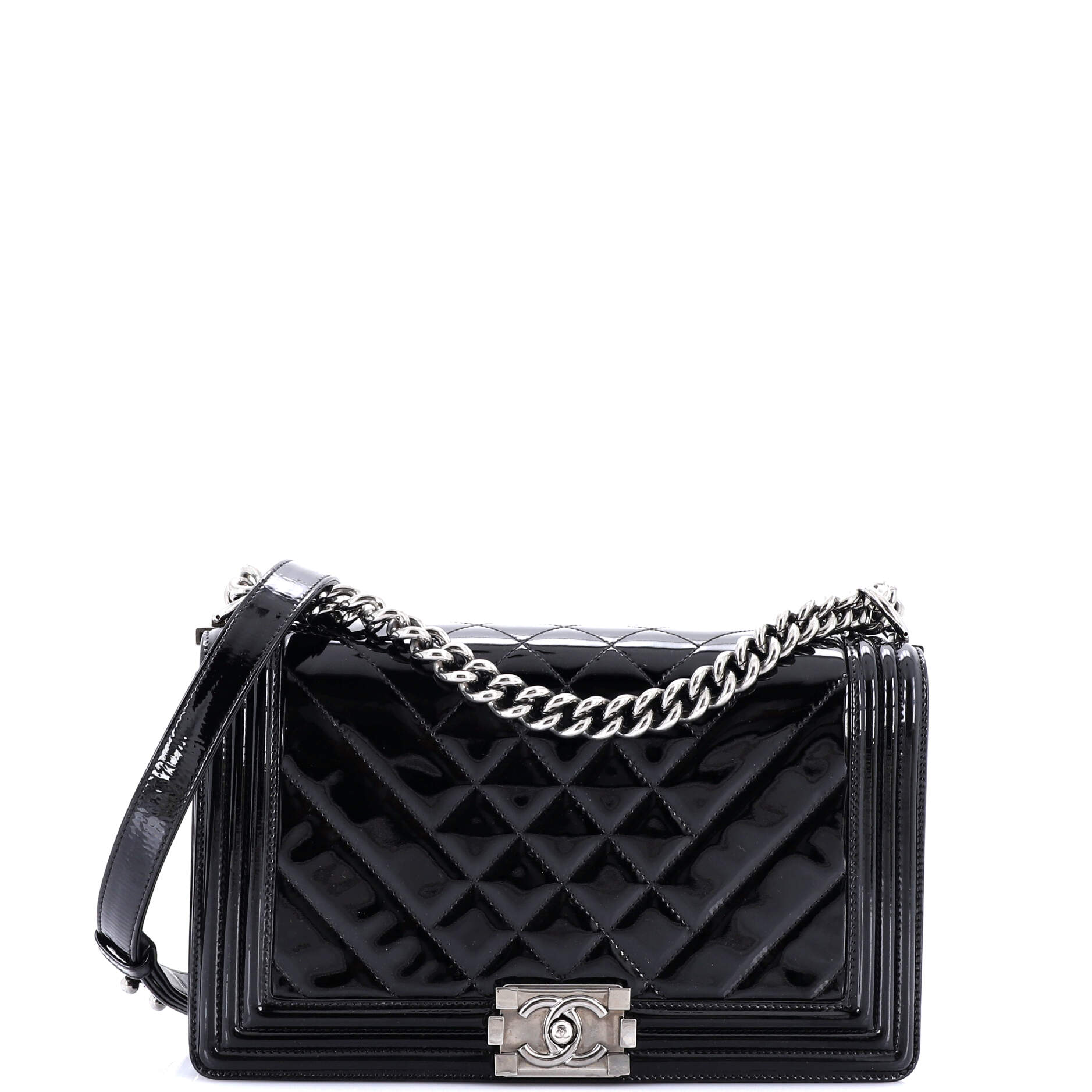 Boy Flap Bag Chevron Patent New Medium