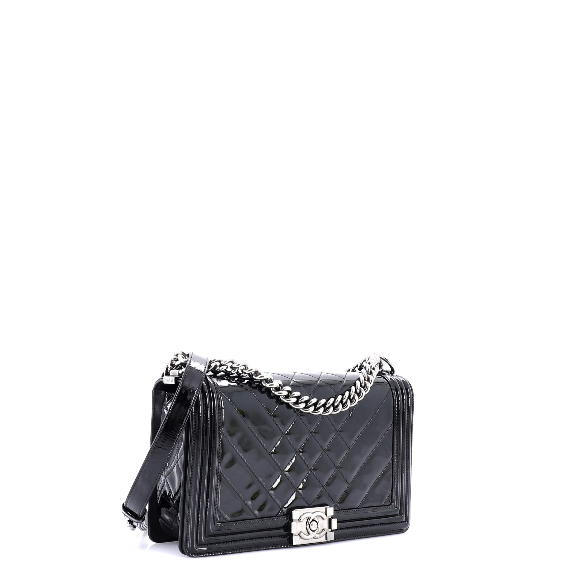 Boy Flap Bag Chevron Patent New Medium