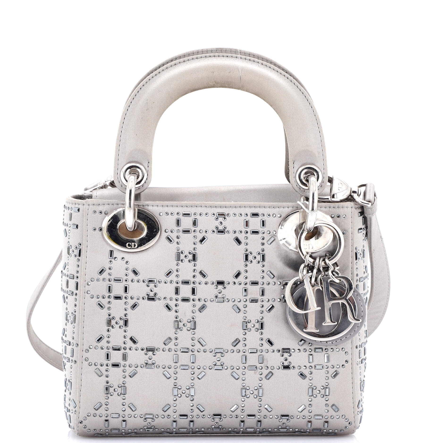 Lady Dior Bag Crystal Embellished Cannage Quilt Satin Mini