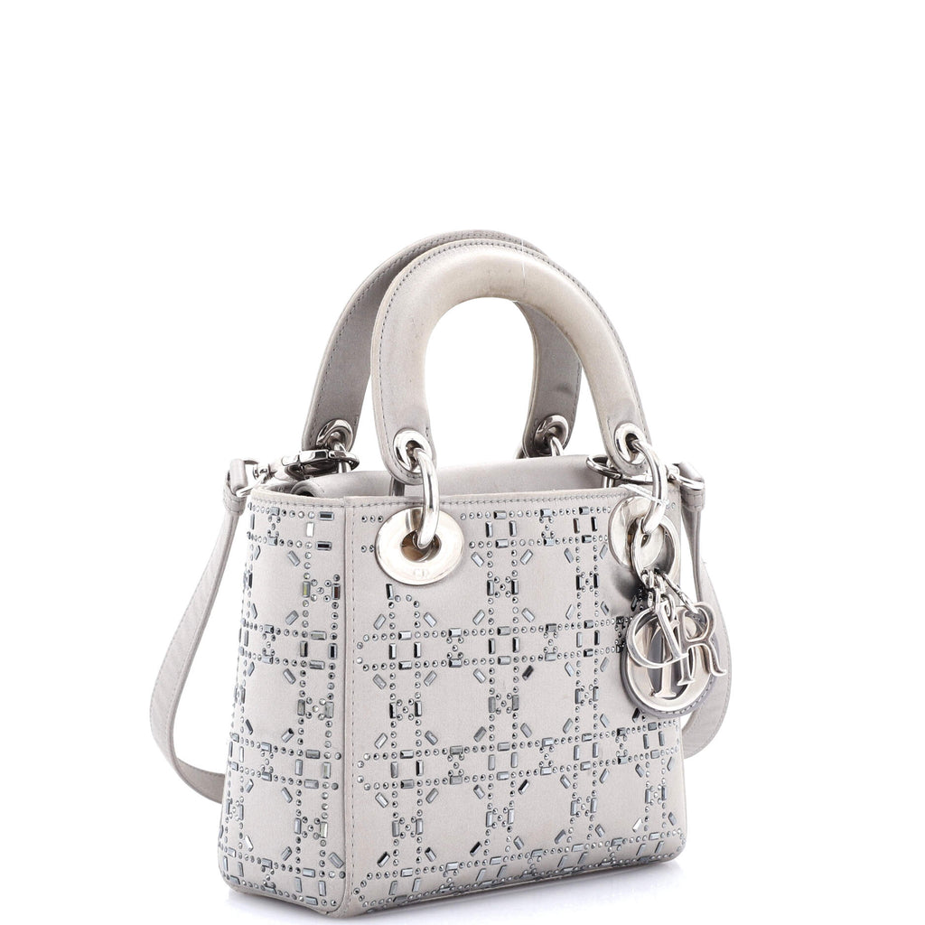 Lady Dior Bag Crystal Embellished Cannage Quilt Satin Mini
