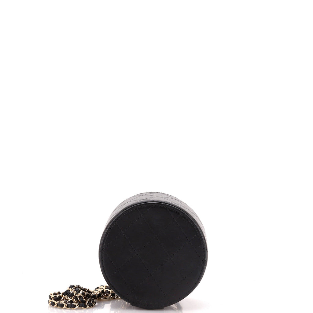 CC Round Vanity Case with Chain Quilted Lambskin Mini