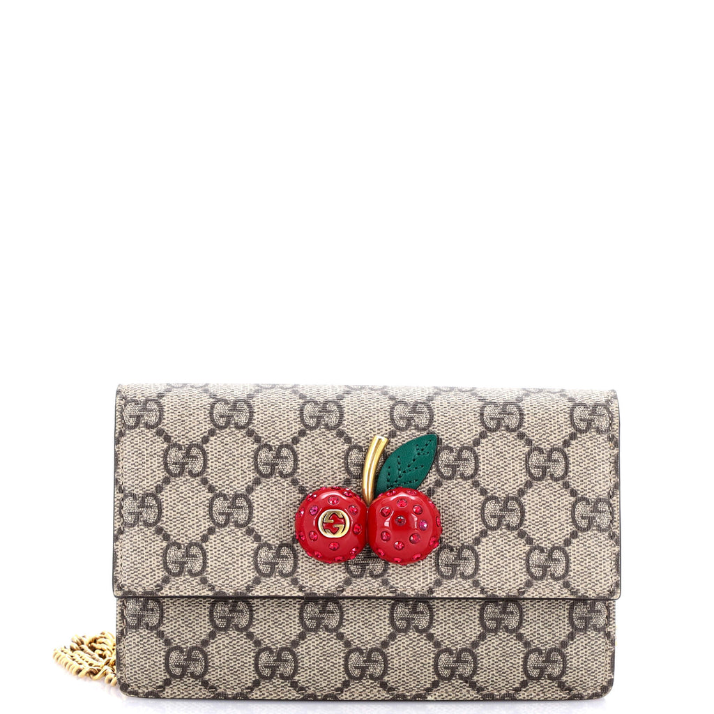 Cherries Wallet on Chain GG Coated Canvas Mini