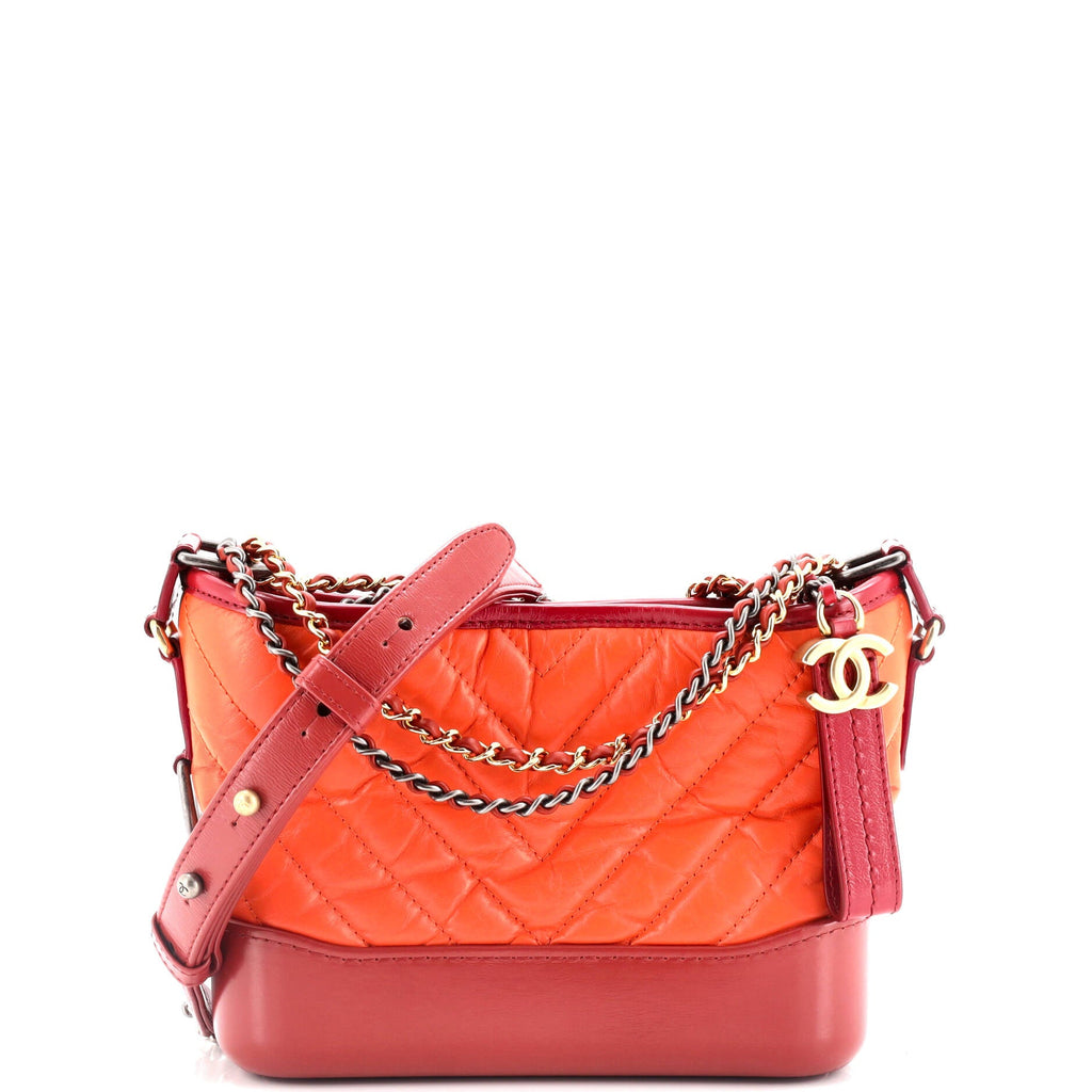 Gabrielle Hobo Chevron Aged Calfskin Small