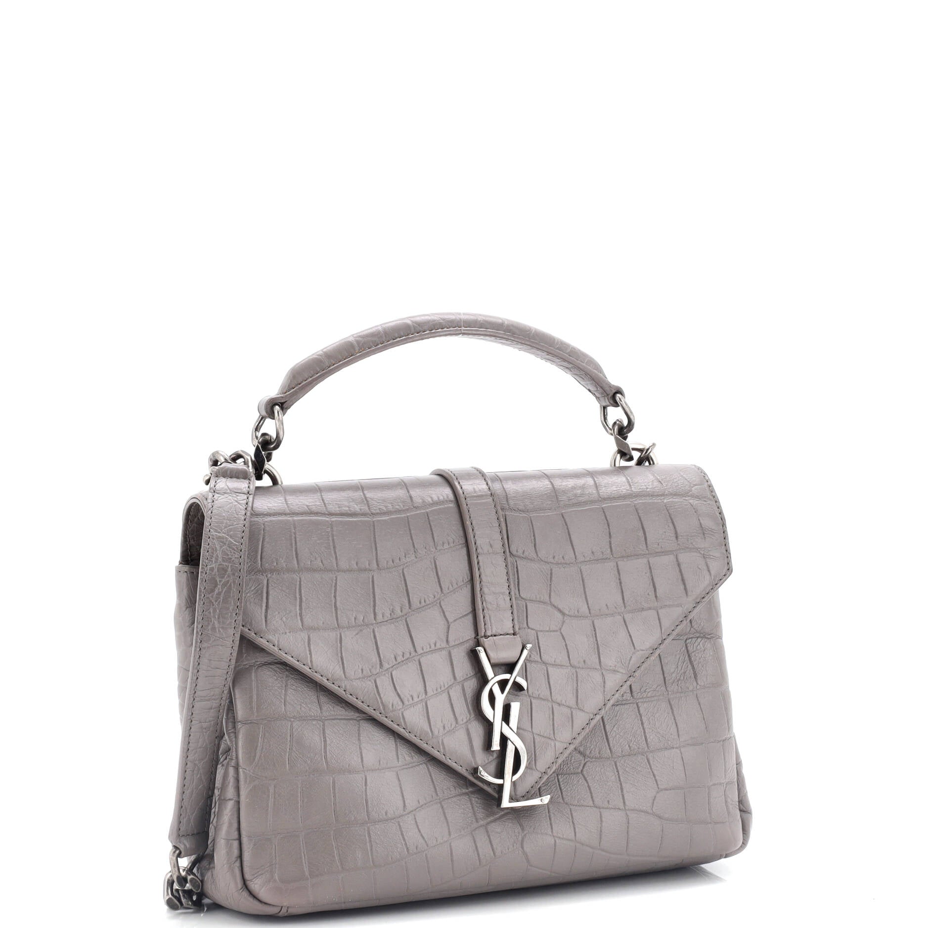 Classic Monogram College Bag Crocodile Embossed Leather Medium