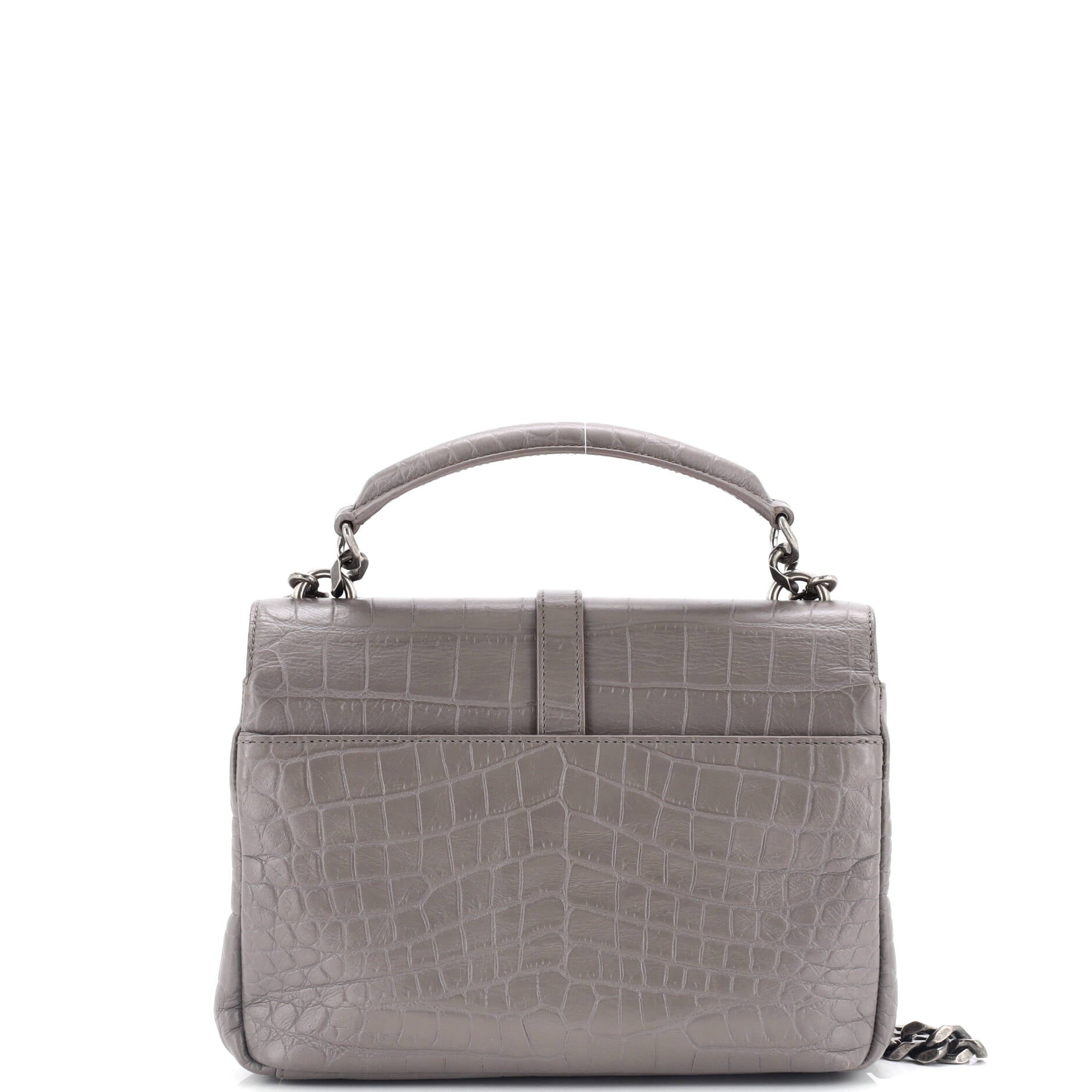 Classic Monogram College Bag Crocodile Embossed Leather Medium