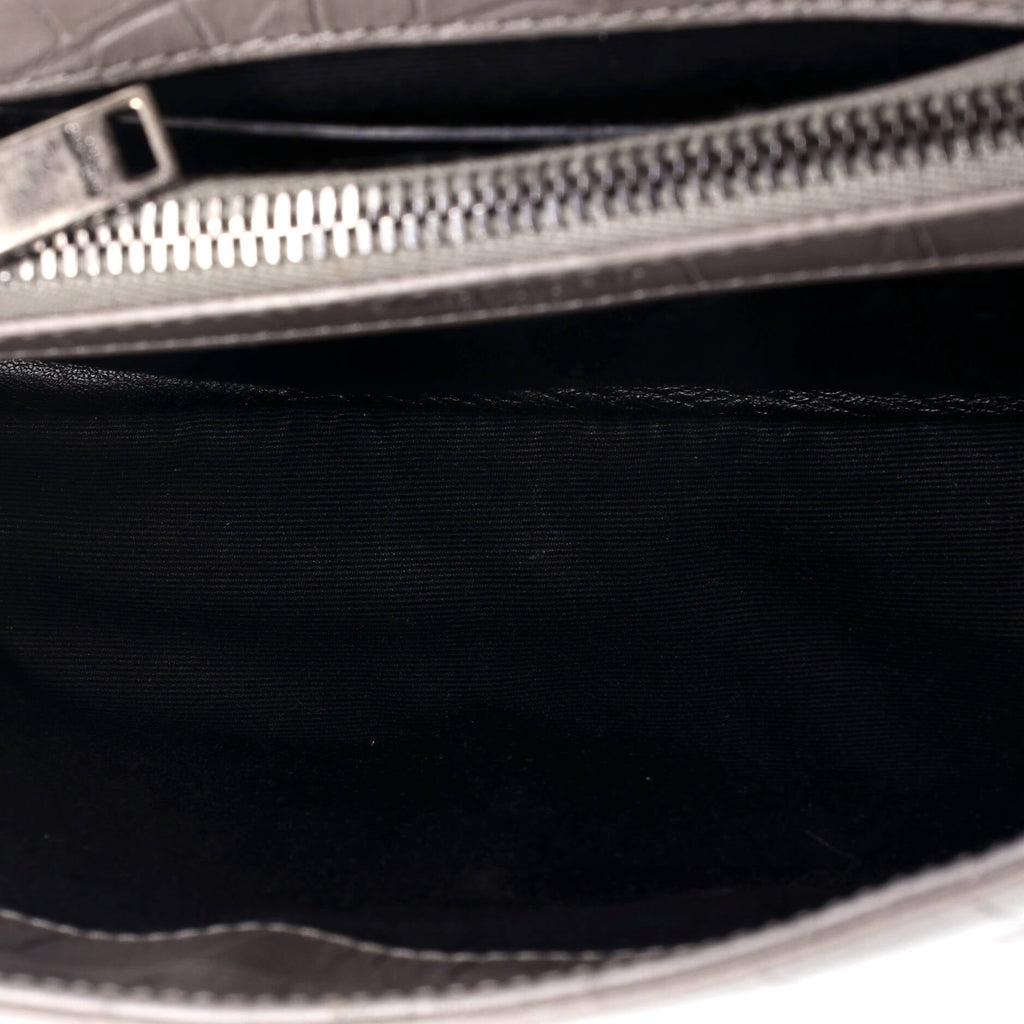 Classic Monogram College Bag Crocodile Embossed Leather Medium