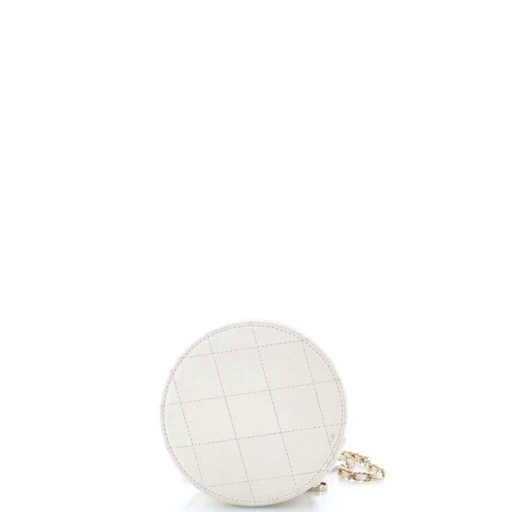 CC Round Vanity Case with Chain Quilted Lambskin Mini