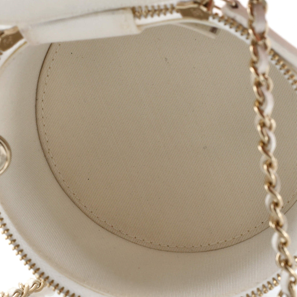 CC Round Vanity Case with Chain Quilted Lambskin Mini