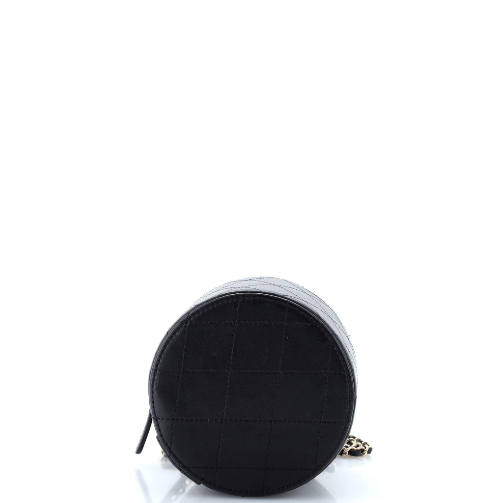 CC Round Vanity Case with Chain Quilted Lambskin Mini