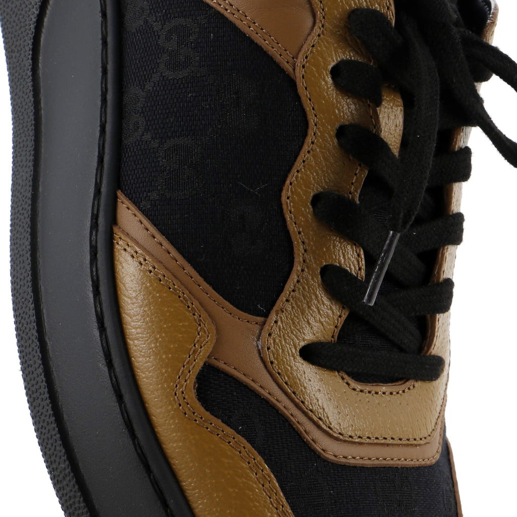 Men's Chunky Low-Top Sneakers GG Canvas with Leather