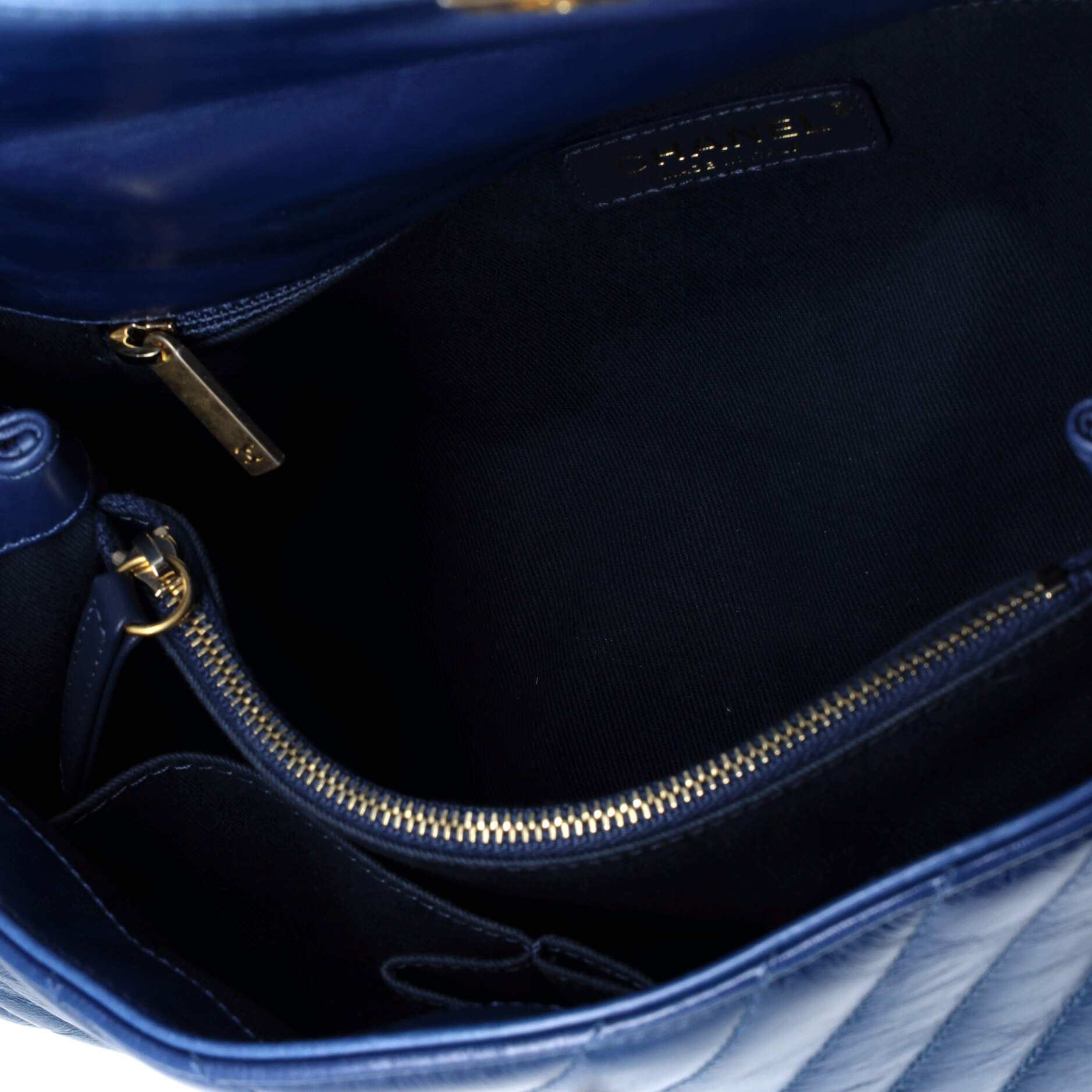 Coco Top Handle Bag Chevron Calfskin Small