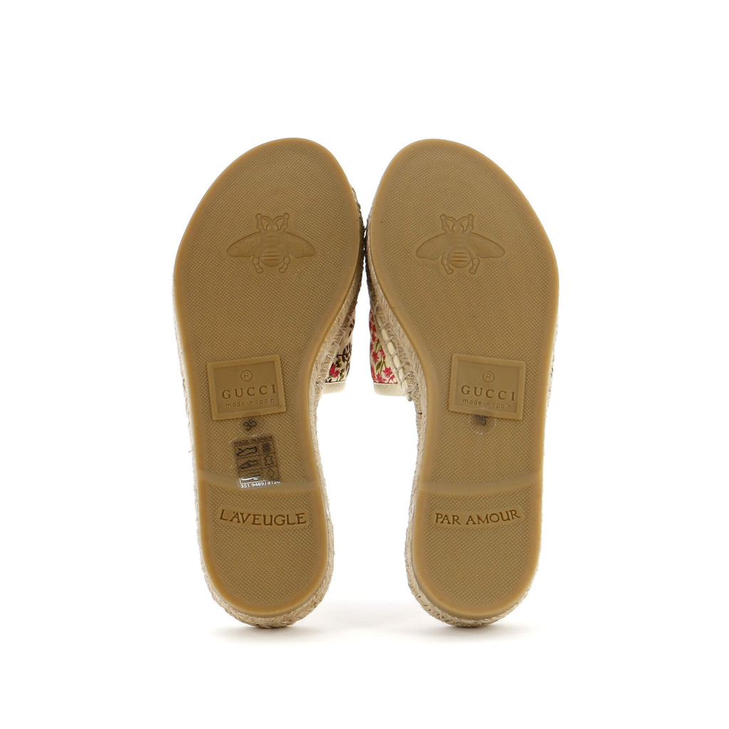 Women's GG Marmont Espadrilles Slide Sandals Quilted Printed Canvas